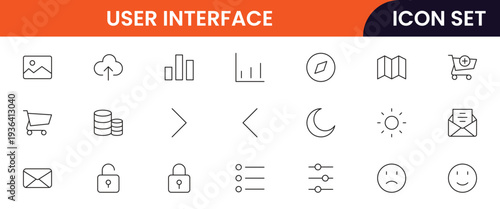 User interface icons depicting menus, buttons, navigation, dashboards, layouts, controls, interaction, usability, screens, wireframes, elements, responsiveness, accessibility, design, and functionalit