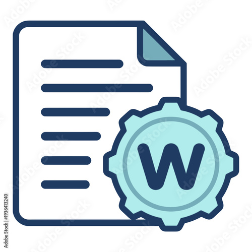 Document Icon With Gear Symbol For Word Processing