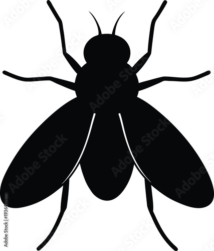 Fly silhouette vector art illustration and minimal black and white design