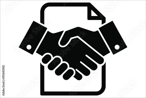 Hands Shaking Over Paper Sign Symbolizing Contract Signing, Professional Trust, Mutual Agreement and Strategic Alliance