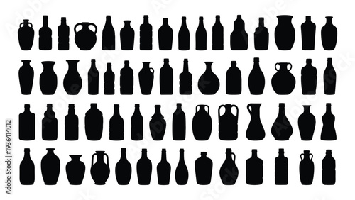 A collection of black silhouettes of various ancient vessels
