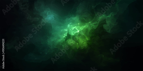 An abstract dark blue background features a textured pattern of smoke and storm clouds illuminated by light rays, creating a celestial wave design reminiscent of a deep sea or night sky.