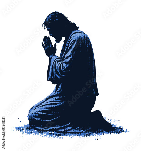 stylized silhouette of jesus christ (dots raster artwork 2)