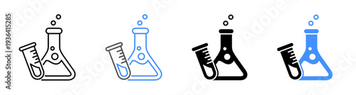 Test Tube and Erlenmeyer Flask Icon Vector Illustration Editable