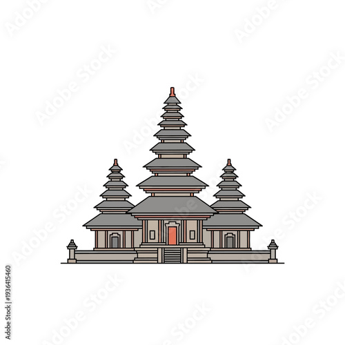 Traditional Balinese Temple Architecture, Meru Towers, Hindu Religious Building, Indonesia