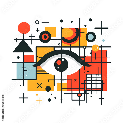 vision board layout icon, simple geometric flat vector, bold shapes