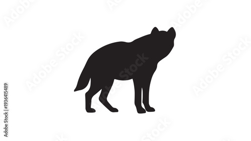 Silhouette of howling wolf in mysterious dark tone on white background for wildlife conservation