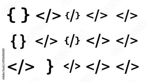 A blank white surface with black coding symbols