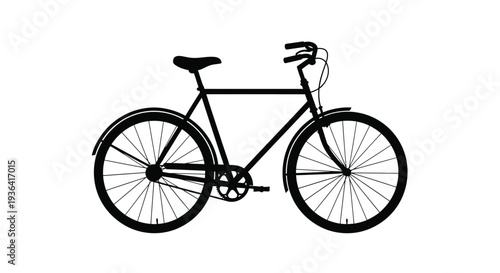 Silhouetted vintage bicycle illustration with classic features and rounded fenders