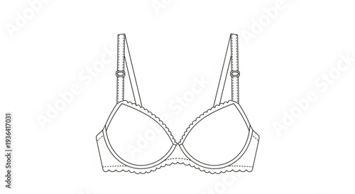 Elegant wire-frame bra design sketch for underwear fashion illustration isolated on white background, Vector
