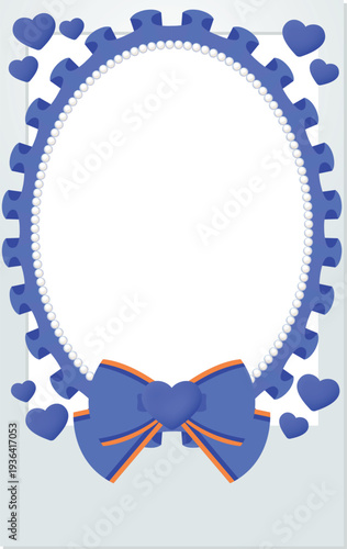 Cute blue Heart and Ribbon Frill Polaroid Photo Frame – Fun Culture Concept
