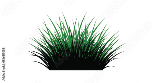 A vibrant cluster of green grass blades against a stark white background