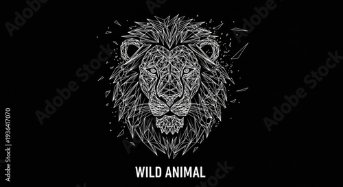 AIzaSyDYhUdgNx4KeAqBx9v1E4jNZWrZTlvS3bI Striking geometric lion head illustration, a powerful abstract symbol of wild nature and strength, ideal for modern graphic design projects