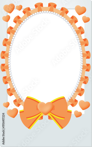 Cute orange Heart and Ribbon Frill Polaroid Photo Frame – Fun Culture Concept