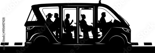 Autonomous electric shuttle transporting passengers on city road