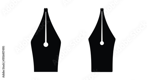 Two black fountain pen nibs isolated on a white background