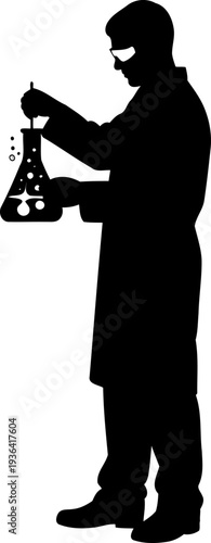 Chemist swirling liquid in a laboratory flask