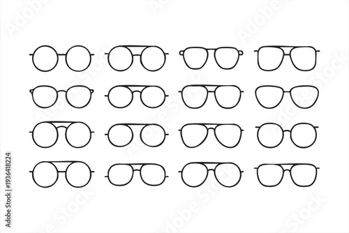 Minimal Optical Eyewear Frames And Sunglasses Icon Set