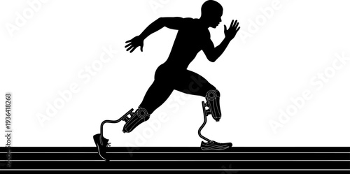 Para-athlete sprinting with prosthetic running blades