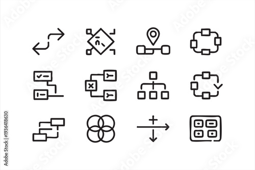 System Network Structure And Workflow Vector Icons