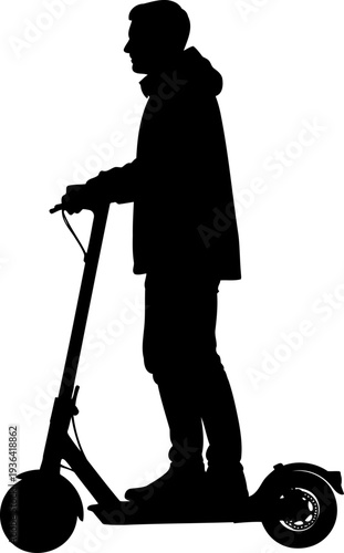 Urban commuter riding a foldable electric kick scooter