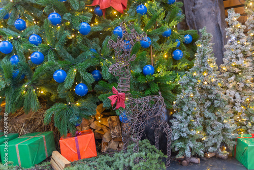 New Year's decorations at the Wine and Cheese restaurant, Kiparisnoye, Crimea, Russia, 10.01.2026