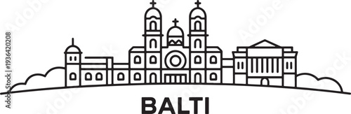 Balti moldova cityscape skyline architectural landmark silhouette on transparent background