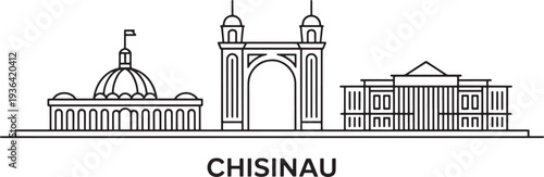 Chisinau moldova cityscape skyline architectural landmark silhouette on transparent background
