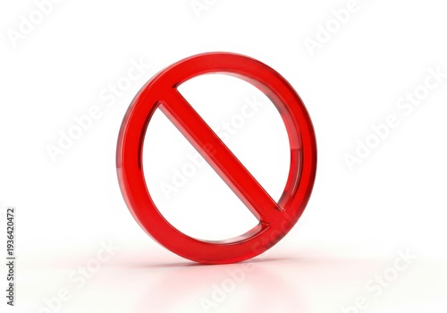Three dimensional glossy red circular prohibition symbol resting on a white surface Free Download Three dimensional glossy red circular prohibition symbol resting on a white surface - GFXLoad