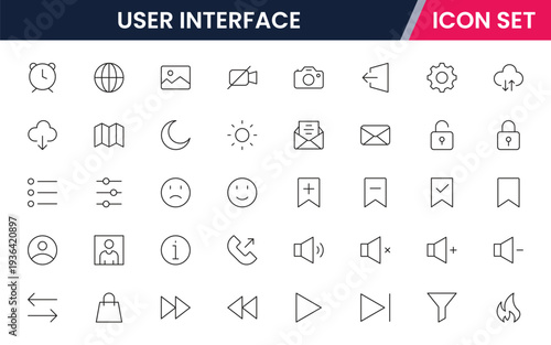 User interface icons depicting menus, buttons, navigation, dashboards, layouts, controls, interaction, usability, screens, wireframes, elements, responsiveness, accessibility, design, and functionalit