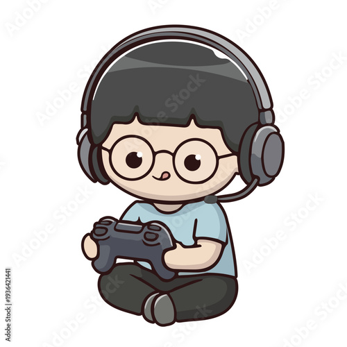 Chibi Gamer Holding Controller