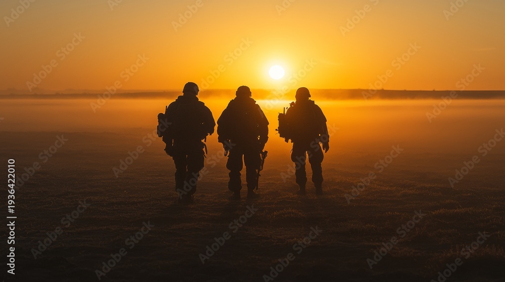custom made wallpaper toronto digitalSoldiers walk towards the sunrise in a field during early morning hours in a quiet landscape