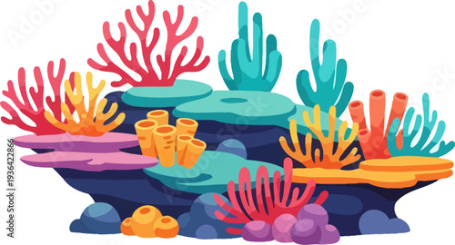 Colorful coral reef ecosystem with diverse sea life