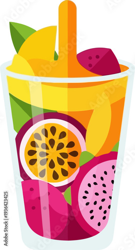 Dragon fruit and passion fruit smoothie glass