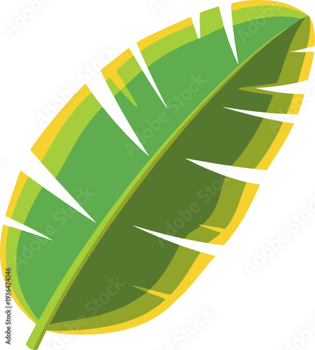Large green banana leaf in a diagonal botanical composition