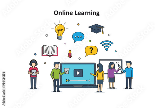 Online Learning and Digital Education Concept Illustration