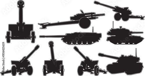 miltary, passenger, propeller and business aircraft silhouettes