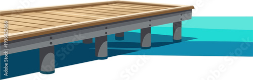 Wooden pier extends over clear turquoise sea water