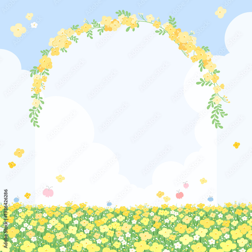 Obraz premium Floral Arch Landscape Illustration