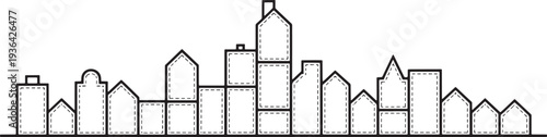 Outline of urban buildings with transparent background city life architecture and structures