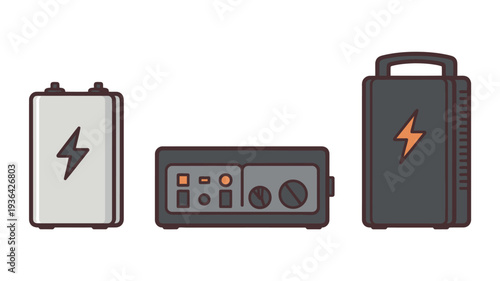 Portable power stations and battery pack with lightning bolt symbol