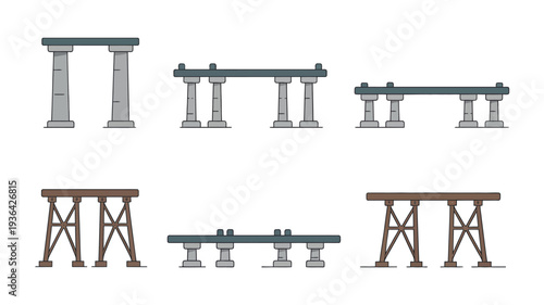 Collection of architectural structures including arches and bridges
