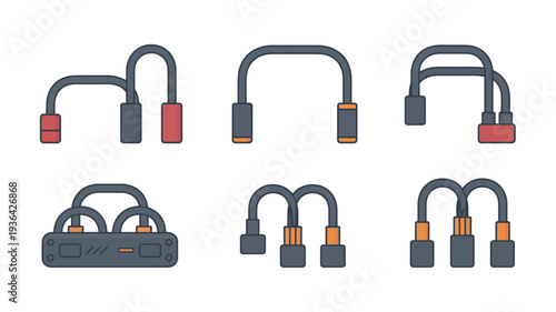 Collection of various push up bars and fitness equipment icons