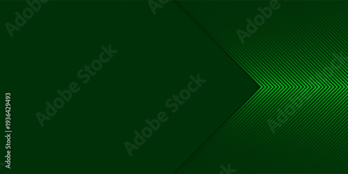Green arrows background. Abstract triangle gradient wallpaper. Repeated arrow stripes backdrop for flyer, banner, poster, presentation. Thin to thick linear game or sport texture. Vector masculine bg