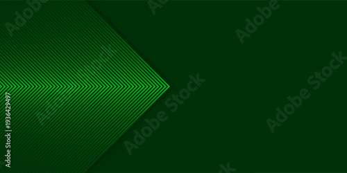Green arrows background. Abstract triangle gradient wallpaper. Repeated arrow stripes backdrop for flyer, banner, poster, presentation. Thin to thick linear game or sport texture. Vector masculine bg