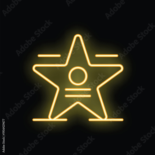 Neon glowing yellow hollywood walk of fame star, a symbol of success and stardom in the entertainment industry