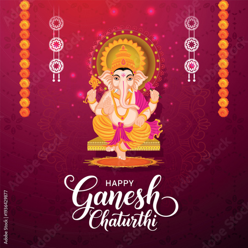 Happy ganesh chaturthi traditional greeting card for social media Happy ganesh chaturthi greetings festival

