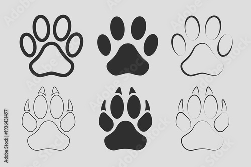 animal paw different silhouette illustration. Vector