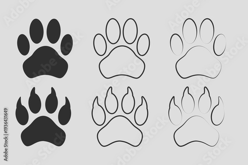 animal paw different silhouette illustration. Vector