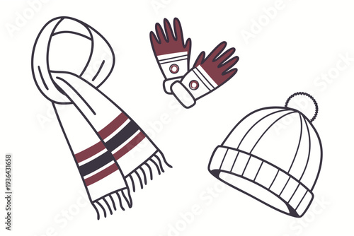 A scarf, mittens and a hat for winter